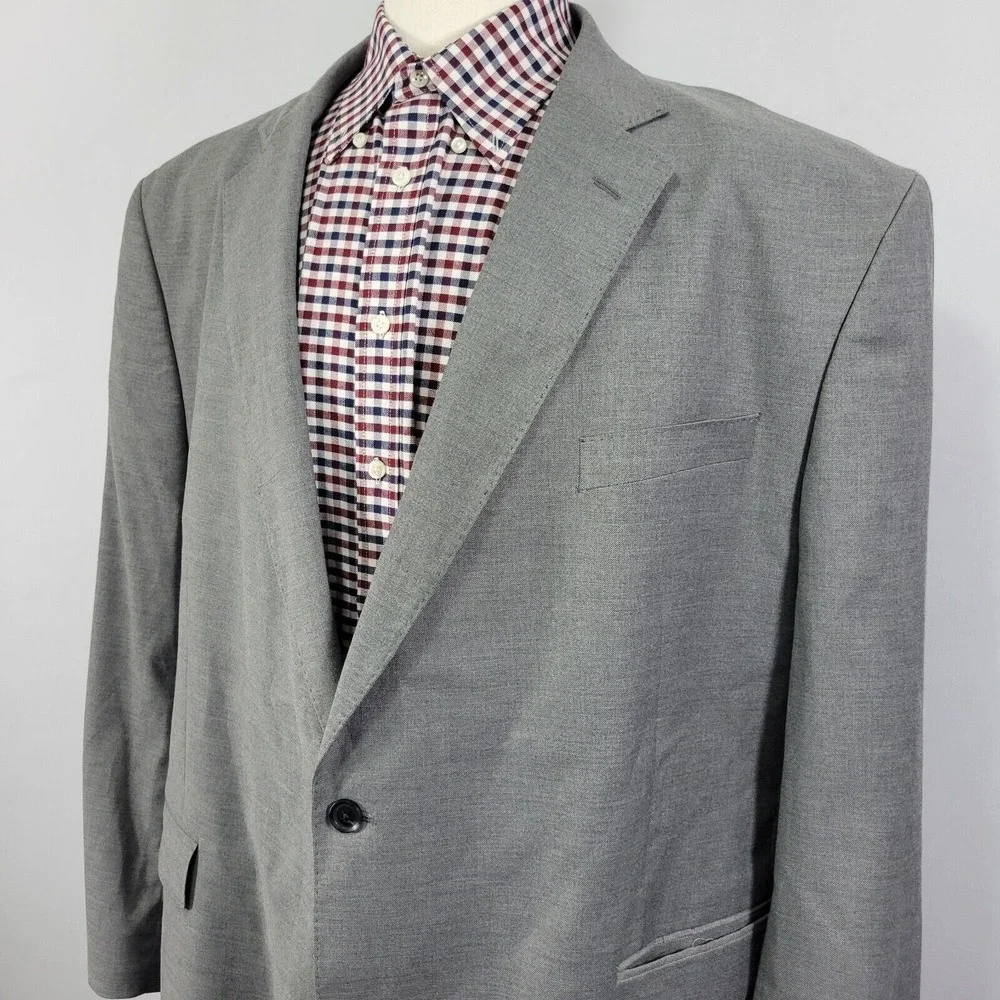 J.Ferrar Men's Sport Coat‎ Blazer Two Button Gray Polyester Blend 52R
